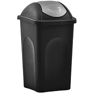 Waste Bin with Hinged Lid 60L Black-silver 147321 - Rubbish Bin