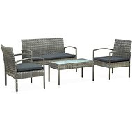 4-piece garden set with cushions polyrattan grey 45787 - Garden Furniture