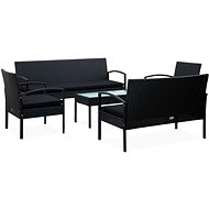 5-piece garden set with cushions polyrattan black 45791 - Garden Furniture