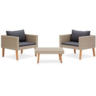 3-piece garden sofa set with cushions polyrattan beige 310217 - Garden Furniture