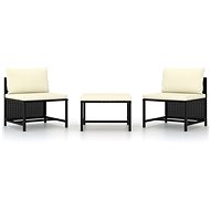 3-piece garden sofa set with cushions black polyrattan 313514 - Garden Furniture