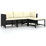 4-piece garden set with cushions black polyrattan 313516 - Garden Furniture