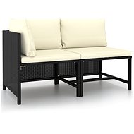 2-piece garden sofa set with cushions black polyrattan 313520 - Garden Furniture
