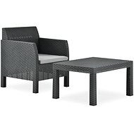 2-piece garden sofa set cushion polyrattan anthracite 315641 - Garden Furniture