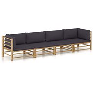 4-piece garden sofa set + dark grey cushions bamboo 3058206 - Garden Furniture