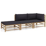 3-piece garden sofa set + dark grey cushions bamboo 3058246 - Garden Furniture