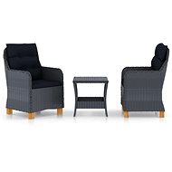3-piece garden sofa set cushions polyrattan dark grey 3060180 - Garden Furniture