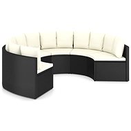 6-piece garden sofa set with cushions polyrattan black 3064894 - Garden Furniture