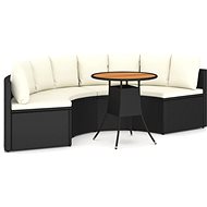 5-piece garden sofa set with cushions polyrattan black 3064904 - Garden Furniture