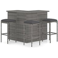 4-piece garden bar set with cushions polyrattan grey 3064924 - Garden Furniture