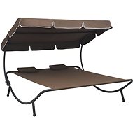 Garden bed with canopy and cushions brown 48069 - Garden Lounger