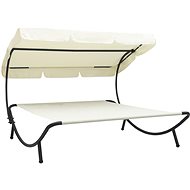 Garden bed with canopy cream white 48071 - Garden Lounger