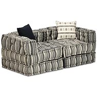 2-Seater Modular Pouffe Grey Striped Textile 244978 - Bean Bag