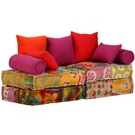 2-Seater Modular Pouffe Patchwork Textile 244985 - Bean Bag
