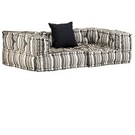2-Seater Modular Pouffe Grey Striped Textile 244988 - Bean Bag