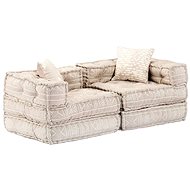2-seater Modular Pouffe Beige Textile 249396 - Bean Bag