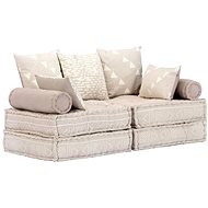 2-Seater Modular Pouffe Beige Textile 249400 - Bean Bag