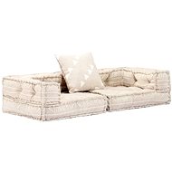 2-Seater Modular Pouffe Beige Textile 249401 - Bean Bag