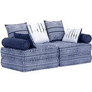 2-Seater Modular Pouffe Indigo Textile 249412 - Bean Bag