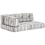 Pouffe Grey Striped Textile 249425 - Bean Bag