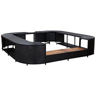 Square whirlpool surround black 268×268×55 cm polyrattan 46073 - Jacuzzi Accessories