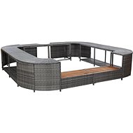 Square whirlpool surround grey 268×268×55 cm polyrattan 46074 - Jacuzzi Accessories