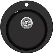 Single Granite Kitchen Sink, Round Black - Granite Sink