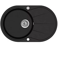 Single Granite Kitchen Sink, Oval Black - Granite Sink