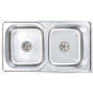 Kitchen Sink Double Basin with Strainer & Trap, Stainless Steel - Stainless Steel Sink