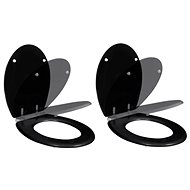 Toilet seats with slow folding function 2 pcs black MDF 275905 - Toilet Seat