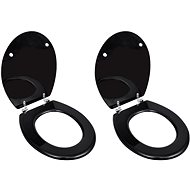 Toilet seats with lids 2 pcs MDF black 275908 - Toilet Seat