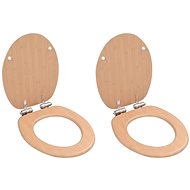 Toilet seat with slow folding function 2 pcs MDF bamboo motif 276994 - Toilet Seat