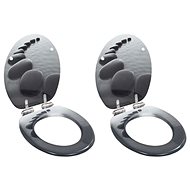 Toilet seat with slow folding function 2 pcs MDF stone motif 276996 - Toilet Seat