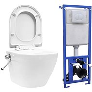 Hanging rimless toilet with concealed cistern ceramic white 3055348 - Toilet Combi