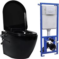 Hanging rimless toilet with concealed cistern ceramic black 3055349 - Toilet Combi