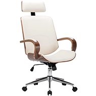 Swivel Office Chair Headrest, Cream Faux Leather Bentwood - Office Chair