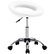 Working Chair on Castors, White Faux Leather - Workshop Chairs 