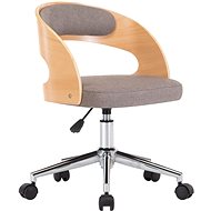 Swivel Office Chair, Bentwood and Faux Leather, Taupe - Office Chair