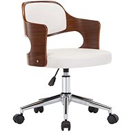 Swivel Office Chair, White Bentwood and Faux Leather - Office Chair