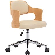 Swivel Office Chair Cream Bentwood and Faux Leather - Office Chair