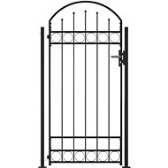 Garden gate with arch and 2 posts 105 × 204 cm black - Fence Gate