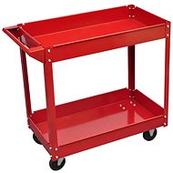 Workshop trolley with 2 shelves and 4 wheels 100 kg red - Tool trolley