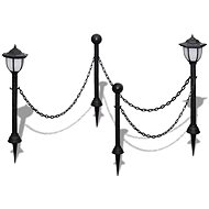 Chain link fence with solar lights 2 LED lamps 2 posts - Metal Fence