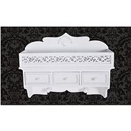 Antik shelf with 3 drawers and 2 hooks - white - Shelf