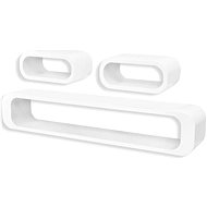 3 white floating MDF shelves for displaying/storing books and DVDs - Shelf