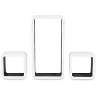 3 black and white floating MDF shelves \ cubes for books and DVDs - Shelf
