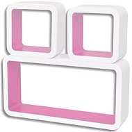 3 pink and white floating MDF shelves \ cubes for books and DVDs - Shelf