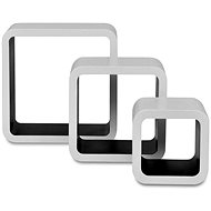 3 black and white floating MDF shelves \ cubes for displaying books and DVDs - Shelf