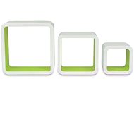 3 white-green floating MDF shelves \ cubes for books and DVDs - Shelf