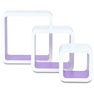 3 white-purple floating MDF shelves \ cubes for books and DVDs - Shelf